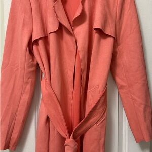 Solitaire Coral Wrap Trench Coat with Self-Tie Belt